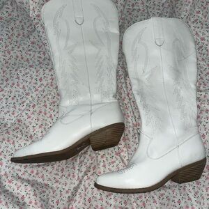 Soda White Western Ankle Boots
